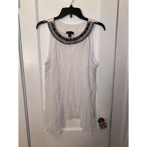 AB Studio White Beaded Tanktop
